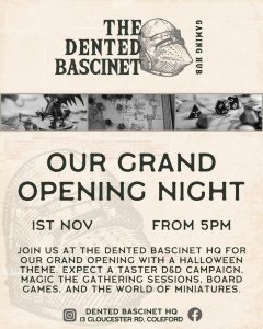 The Dented Bascinet, tabletop gaming in the Forest of Dean, Gloucestershire, board games, world of miniatures, Coleford