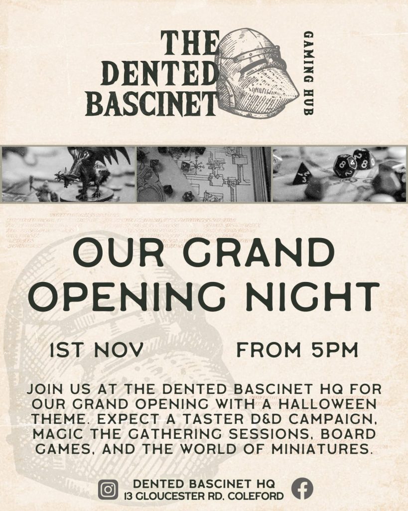 The Dented Bascinet, tabletop gaming in the Forest of Dean, Gloucestershire, board games, world of miniatures, Coleford