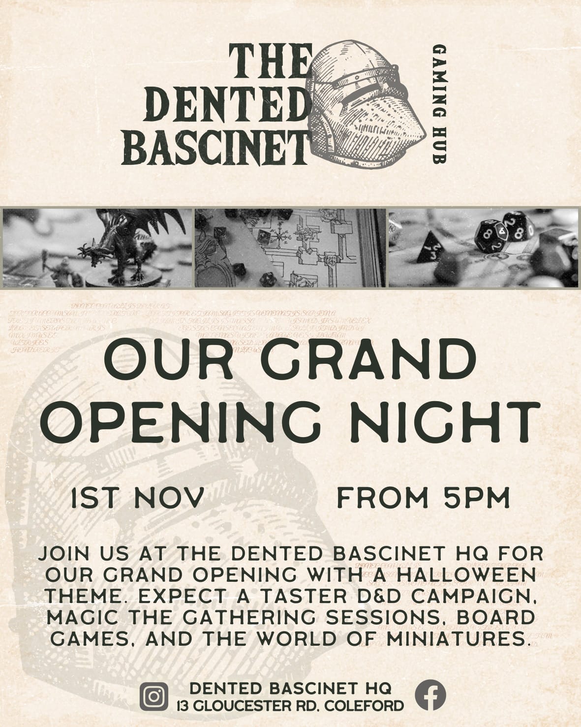 The Dented Bascinet, tabletop gaming in the Forest of Dean, Gloucestershire, board games, world of miniatures, Coleford